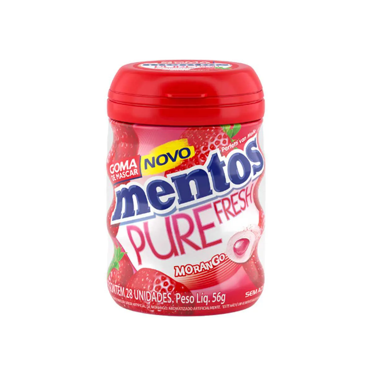 Goma de Mascar Mentos Pure Fresh Morango 56g Goma de Mascar Mentos Pure Fresh Morango 56g - Imagem 1
