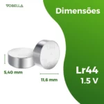 20 Baterias Pilhas Alcalina Lr44 1,5v Blister Cartela Elgin - Imagem 3