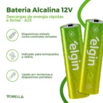 Kit 10 Baterias Pilha Alcalina A23 12V Controle Portão Elgin - Image 2