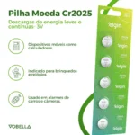 5 Baterias Pilha Moeda Cr2025 3v Blister Cartela Elgin - Imagem 2