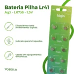 10 Baterias Pilhas Alcalina Lr41 1,5v Blister Cartela Elgin - Image 2