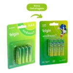 Pilha Alcalina Aaa Palito 1,5v LR03 Blister 8 Unidades Elgin - Imagem 3