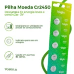 5 Baterias Pilha Moeda Cr2450 3V 1 Cartela Brinquedos Elgin - Imagem 2