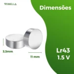 10 Baterias Pilha Botão Lr43 1,5V Ag12 1 Cartela Elgin - Imagem 3