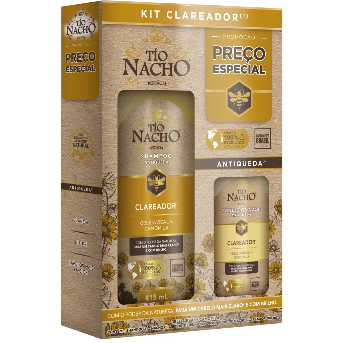 Kit Tio Nacho Camomila Clareador Antiqueda Shampoo 415ml + C Kit Tio Nacho Camomila Clareador Antiqueda Shampoo 415ml + Condicionador 200ml - Image 1