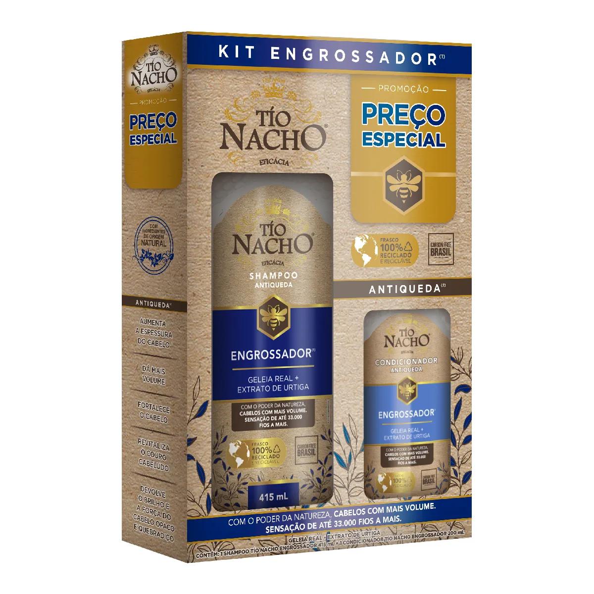 Kit Tio Nacho Engrossador Shampoo 415ml + Condicionador 200m Kit Tio Nacho Engrossador Shampoo 415ml + Condicionador 200ml - Imagem 1
