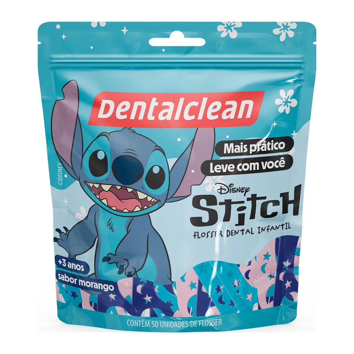 Flosser Infantil Dentalclean Stitch Morango 50 unidades Flosser Infantil Dentalclean Stitch Morango 50 unidades - Imagem 1