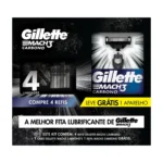 Kit Aparelho de Barbear Descartável Gillette Mach3 Carbono Carvão Ativado + 4 Refis