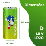 Kit 12 Pilha Alcalina D Lr20 Grande Blister 6 Cartela Elgin - Image 3