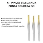 Kit Pinças Belliz Enox Ponta Dourada C/3 - Image 2