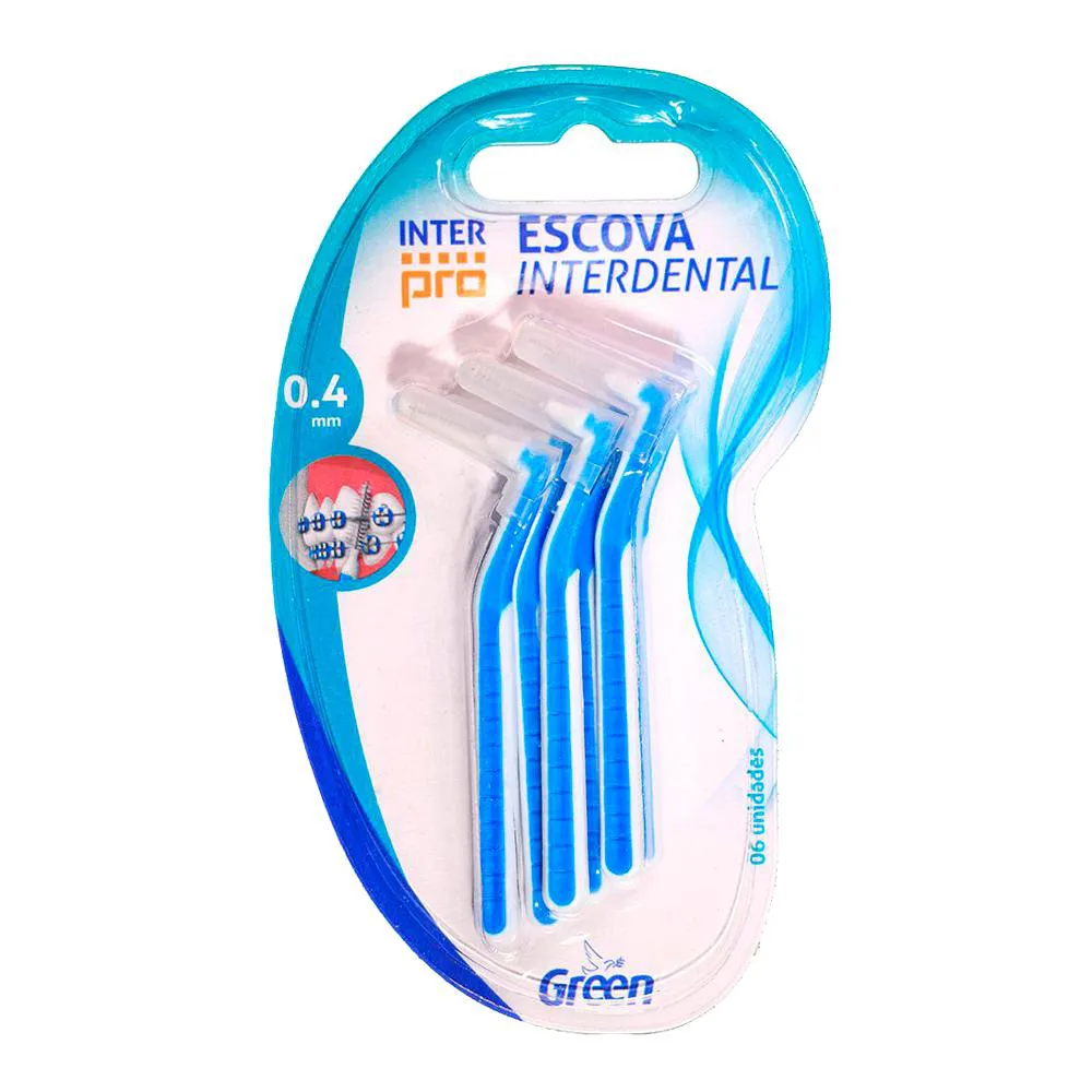Escova Interdental Inter Pro 0.4mm - 6 unidades - Green Escova Interdental Inter Pro 0.4mm - 6 unidades - Green - Image 1