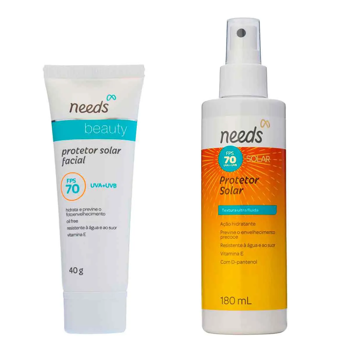 Kit Protetor Solar Needs FPS 70 Facial 40g + Spray Corporal Kit Protetor Solar Needs FPS 70 Facial 40g + Spray Corporal 180ml - Image 1