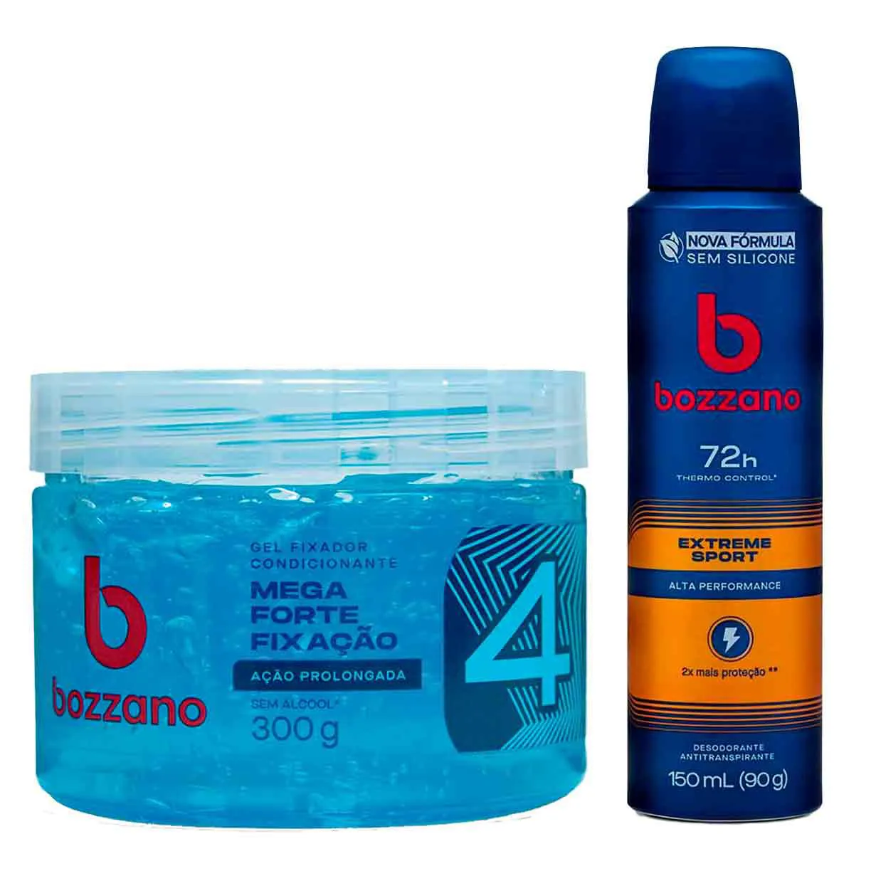Kit Bozzano Masculino Gel Fixador Condicionante Ação Prolong Kit Bozzano Masculino Gel Fixador Condicionante Ação Prolongada 300g + Desodorante Antitranspirante Aerosol Extreme Sport 72h 150ml - Image 1
