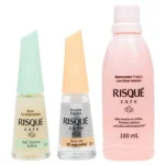 Kit Risqué Care Secante Express + Removedor de Esmalte 7 em 1 + Base Fortalecedora para Unhas