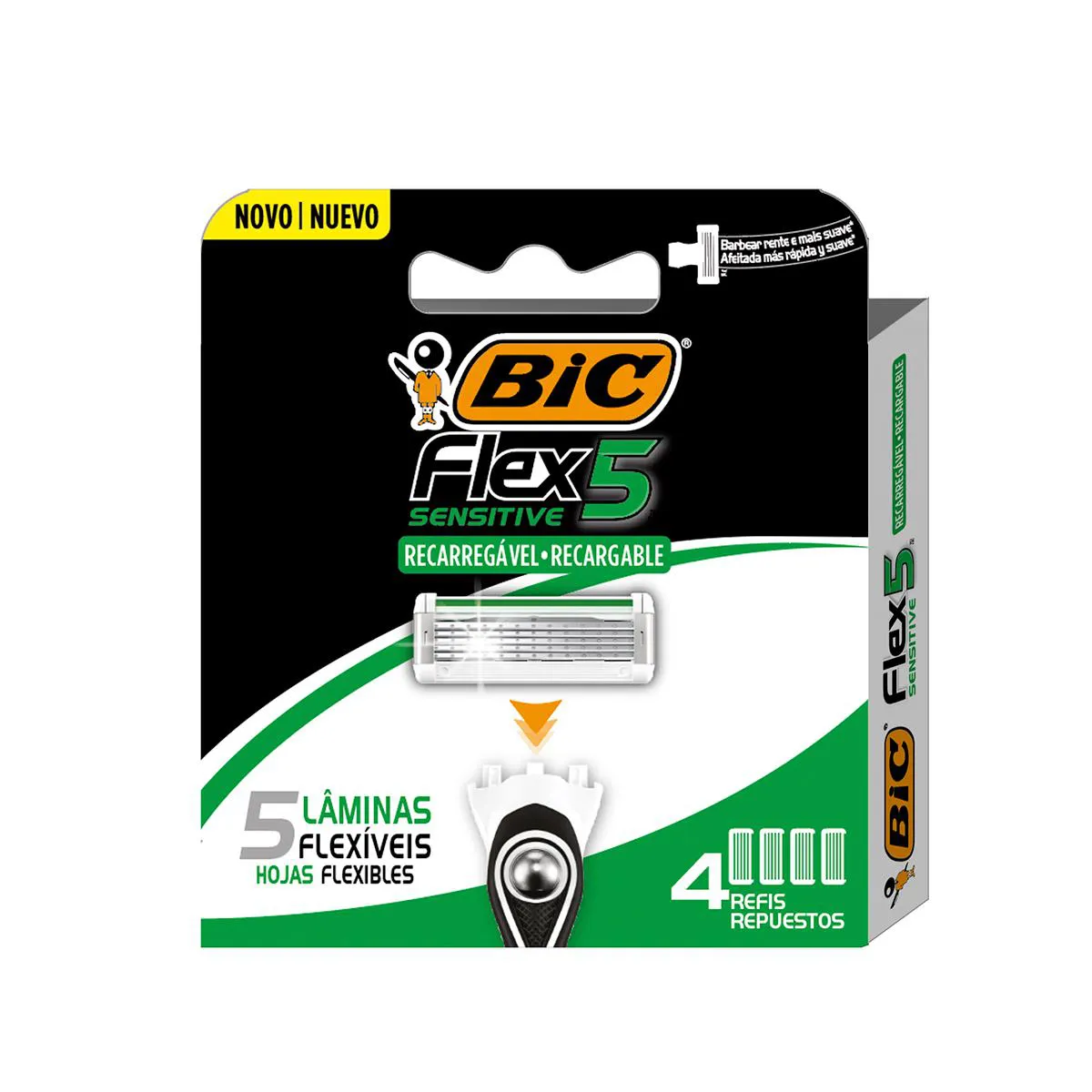 Refil para Aparelho de Barbear BIC Sensitive Flex 5 4 Cargas Refil para Aparelho de Barbear BIC Sensitive Flex 5 4 Cargas - Image 1
