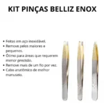 Kit Pinças Belliz Enox Ponta Reta + Ponta Diagonal + Ponta Fina C/3 - Image 2