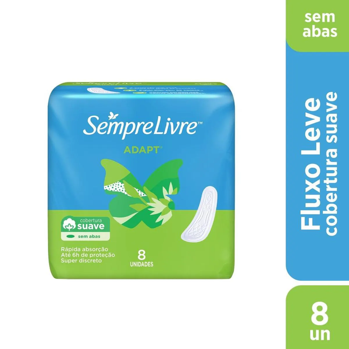 Absorvente Sempre Livre Adapt Cobertura Suave Sem Abas com 8 Absorvente Sempre Livre Adapt Cobertura Suave Sem Abas com 8 unidades - Image 1