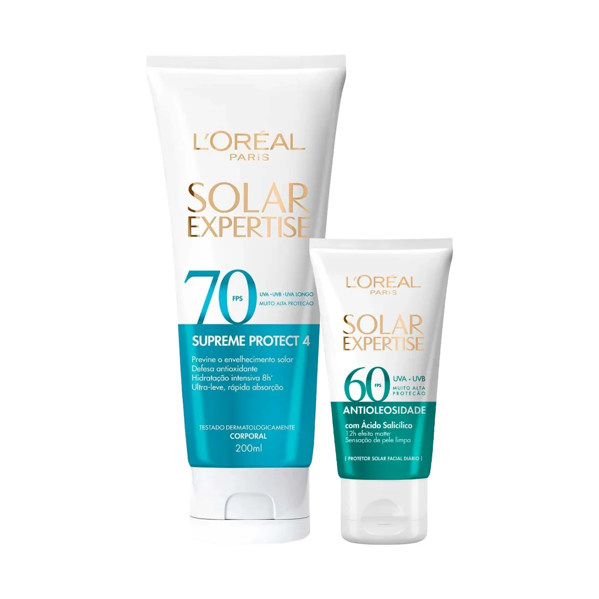 Kit L'Oreal Paris Solar Expertise Protetor Solar Facial Anti Kit L'Oreal Paris Solar Expertise Protetor Solar Facial Antioleosidade FPS 60 40g + Corporal Supreme Protect 4 FPS 70 200ml - Image 1