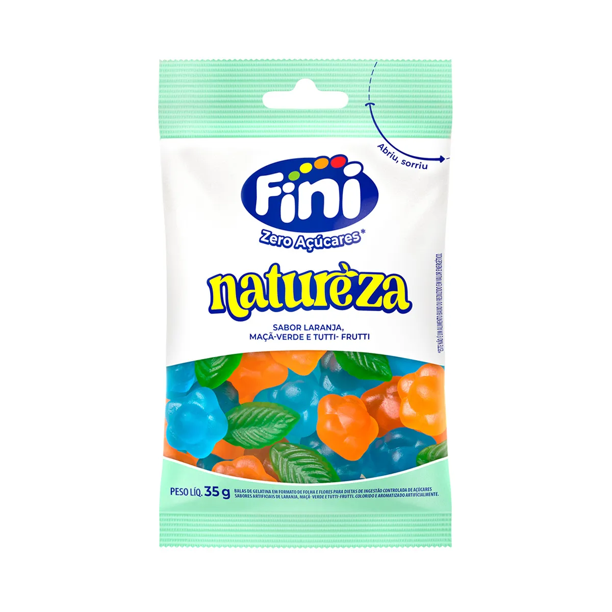 Balas de Gelatina Fini Zero Açúcares Natureza Laranja Tutti- Balas de Gelatina Fini Zero Açúcares Natureza Laranja Tutti-frutti e Maçã Verde 35g - Image 1