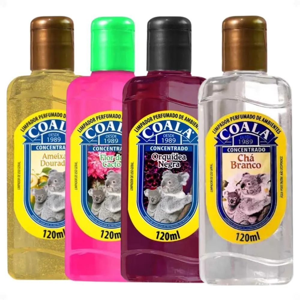 Kit Coala Limpadores Perfumados: Chá Branco, Ameixa Dourada, Kit Coala Limpadores Perfumados: Chá Branco, Ameixa Dourada, Flor de Cacto e Orquídea Negra 120ml - Imagem 1