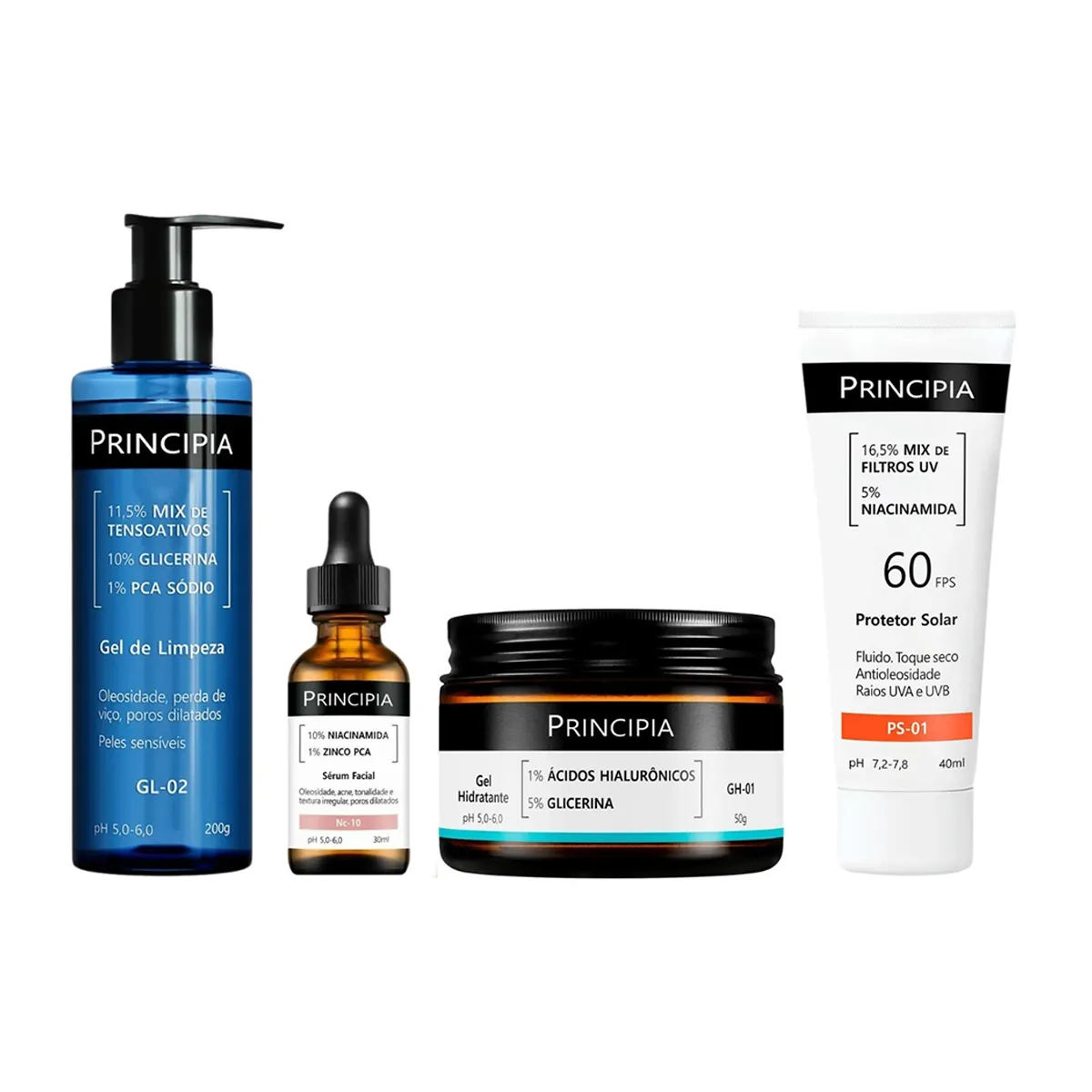 Kit Facial Principia Skincare Protetor Solar PS-01 FPS 60 40 Kit Facial Principia Skincare Protetor Solar PS-01 FPS 60 40ml + Gel de Limpeza Suave GL-02 200g+ Sérum Anti-Idade NC-10 30ml + Gel Hidratante GH-01 50g - Image 1