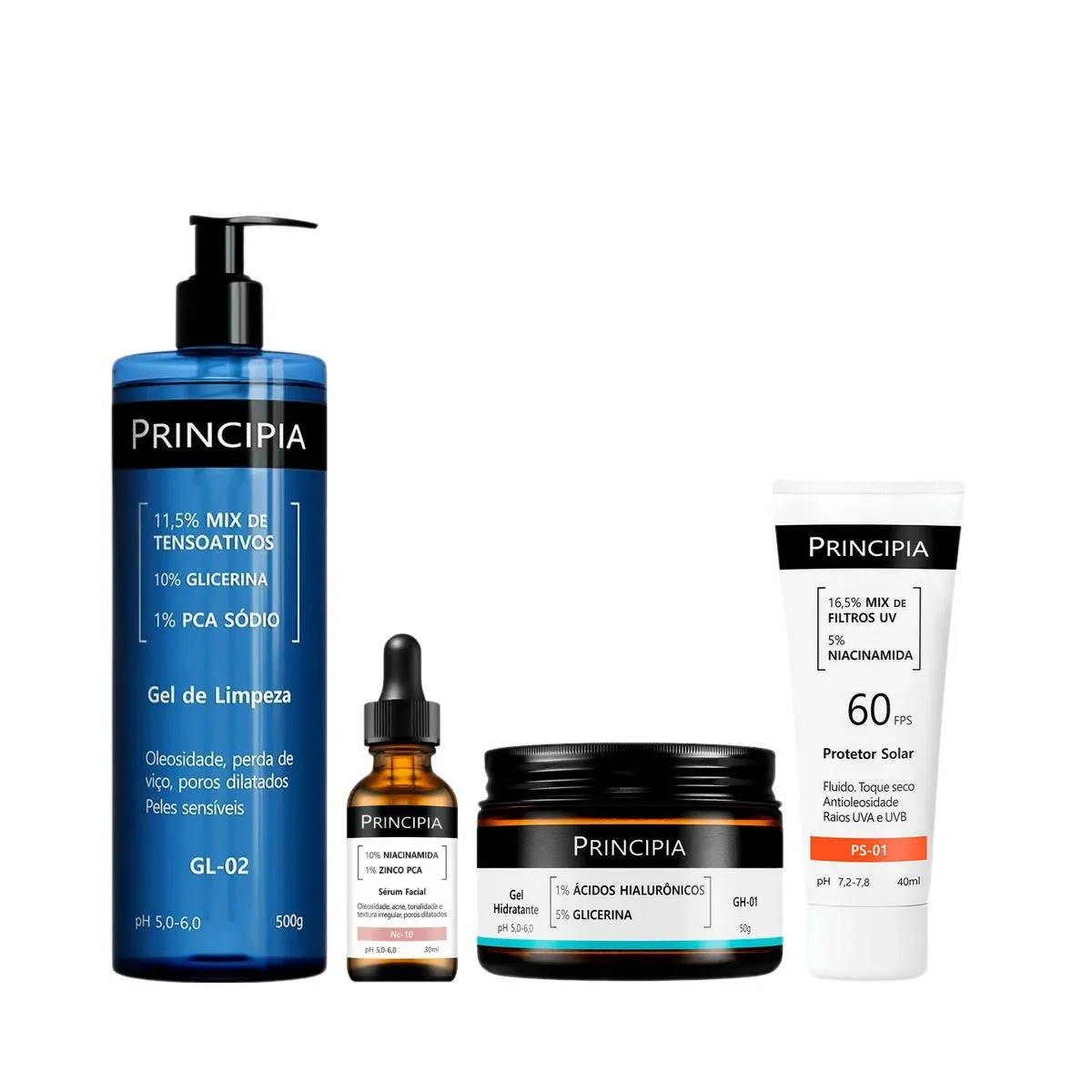 Kit Facial Principia Skincare Protetor Solar PS-01 FPS 60 40 Kit Facial Principia Skincare Protetor Solar PS-01 FPS 60 40ml + Gel de Limpeza Suave GL-02 500g + Sérum Anti-Idade NC-10 30ml + Gel Hidratante GH-01 50g - Image 1