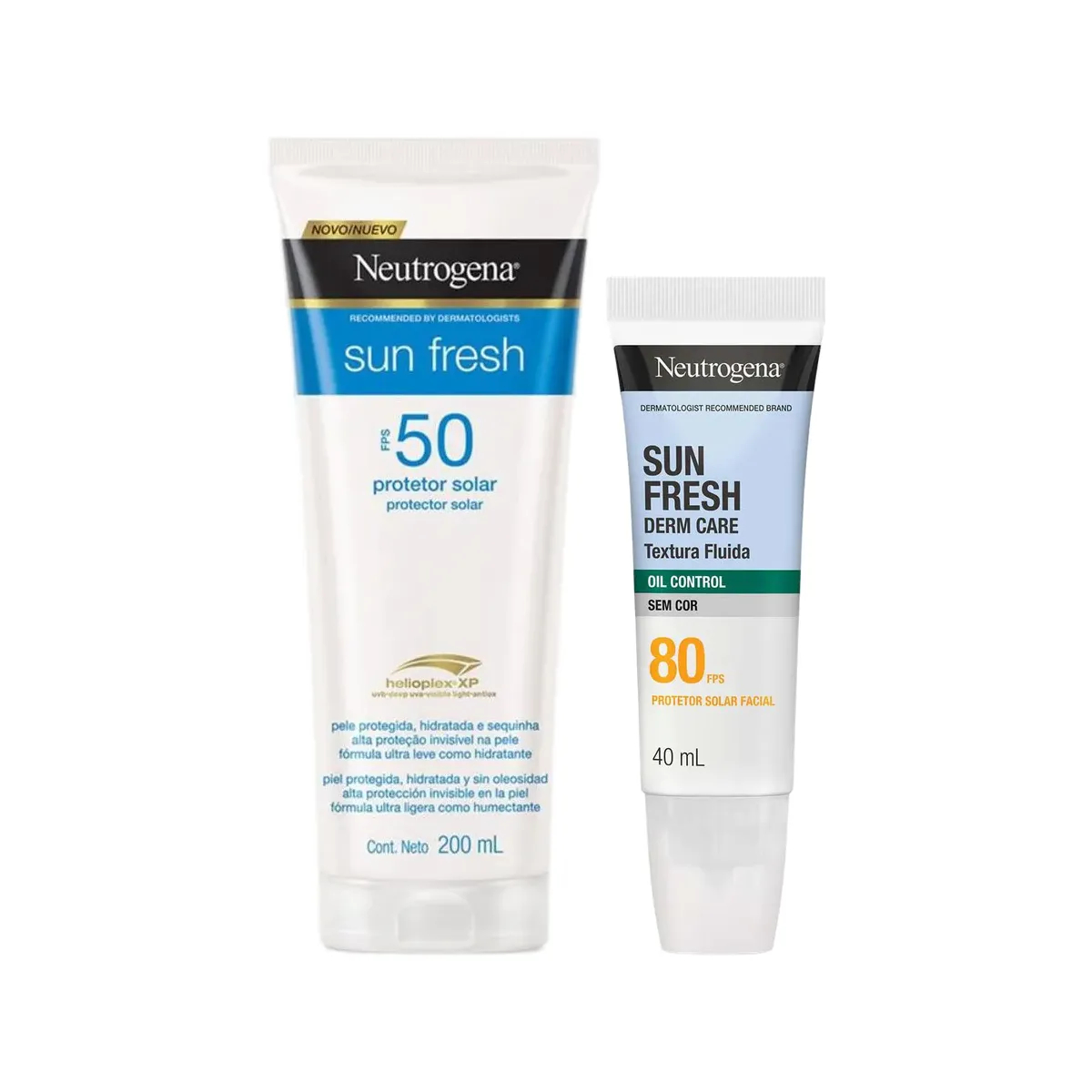 Kit Protetor Solar Neutrogena Sun Fresh Corporal FPS 50 200m Kit Protetor Solar Neutrogena Sun Fresh Corporal FPS 50 200ml + Facial Derm Care Oil Control Fluido FPS 80 Sem Cor 40ml - Image 1