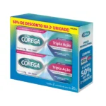 Kit Creme Fixador de Dentadura Corega Ultra Tripla Ação Sem Sabor 20g 2 unidades