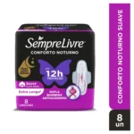 Absorvente Sempre Livre Conforto Noturno Cobertura Suave Com Abas com 8 unidades