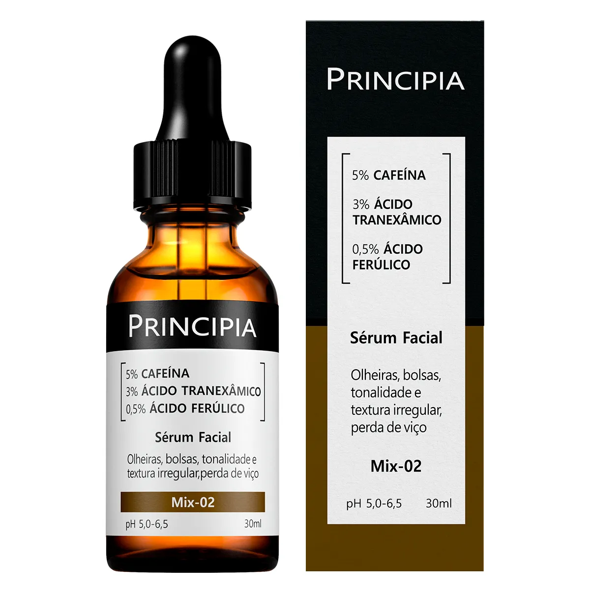 Sérum Facial Anti-Idade Principia Skincare Mix-02 Cafeína + Sérum Facial Anti-Idade Principia Skincare Mix-02 Cafeína + Tranexâmico + Ferúlico 30ml - Image 1