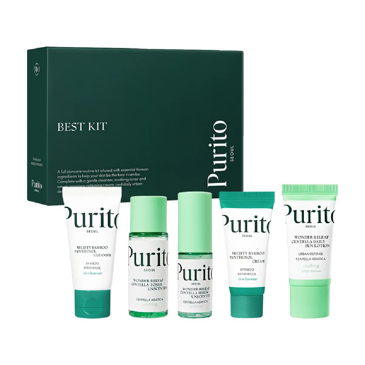 Best Kit Facial Purito Gel de Limpeza + Tônico + Sérum + Cre Best Kit Facial Purito Gel de Limpeza + Tônico + Sérum + Creme + Protetor Solar - Image 1