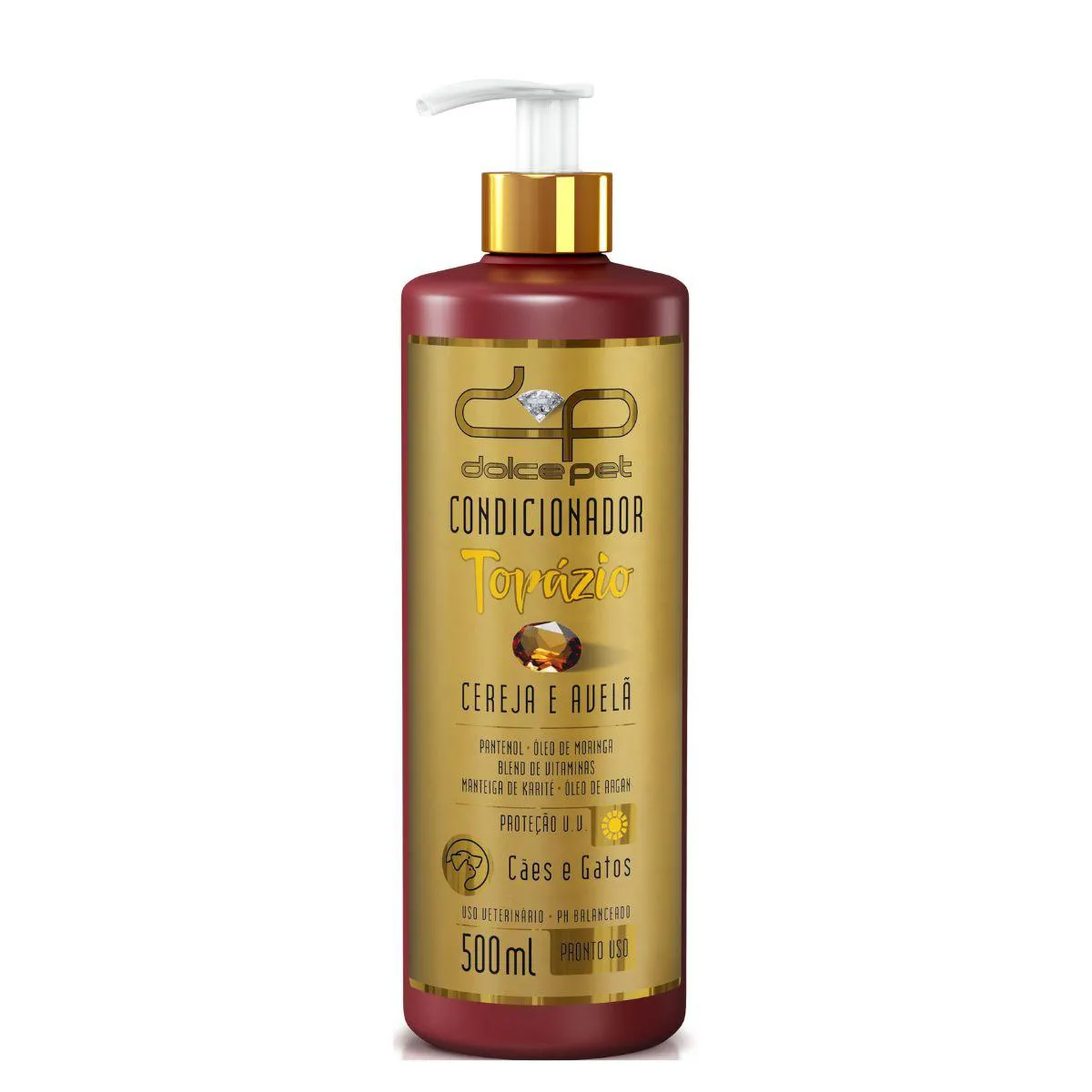 Condicionador Topázio Cereja e Avelã Dolce Pet para Cães e G Condicionador Topázio Cereja e Avelã Dolce Pet para Cães e Gatos - 500Ml - Imagem 1