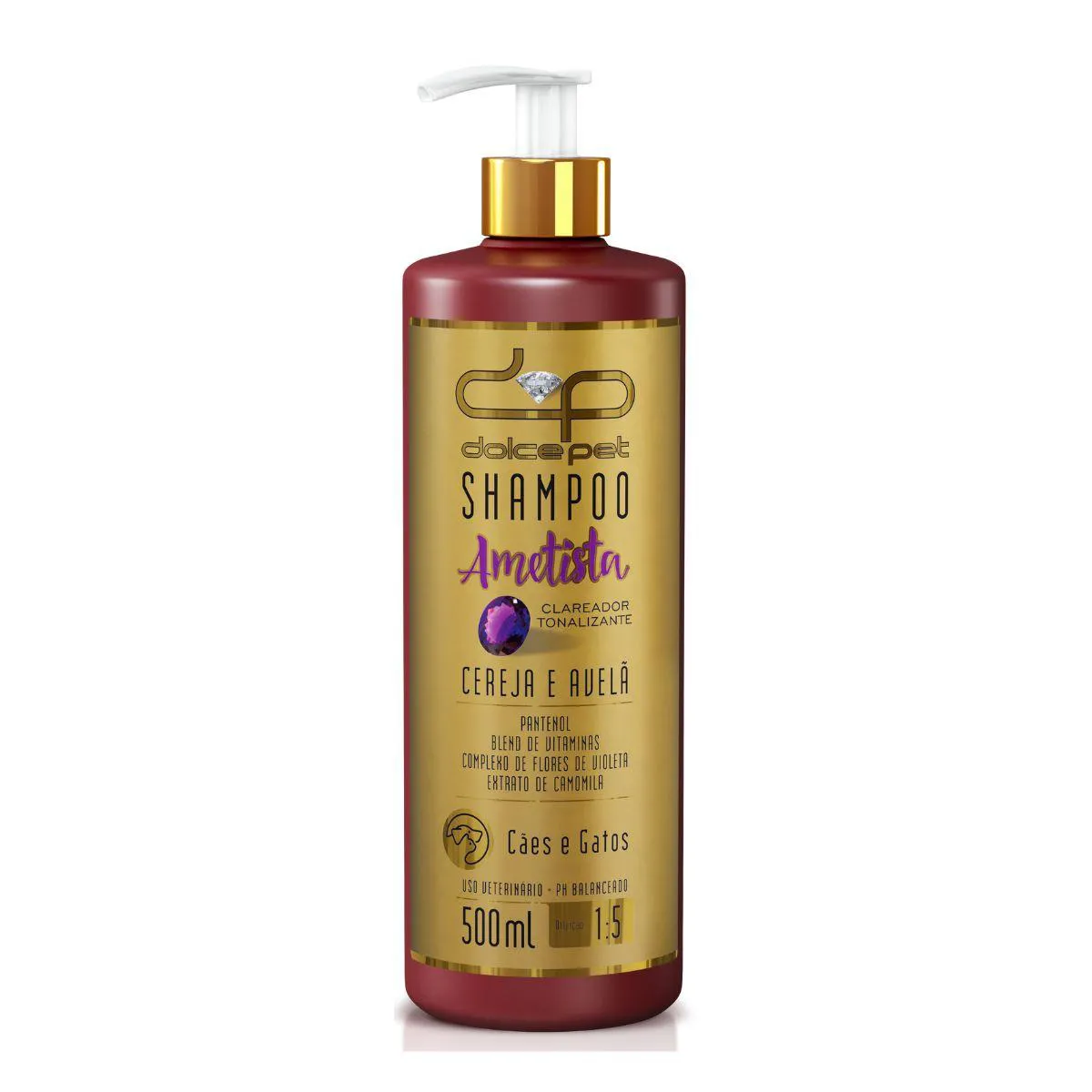 Shampoo Clareador Tonalizante Cereja e Avelã Dolce Pet Cães Shampoo Clareador Tonalizante Cereja e Avelã Dolce Pet Cães e Gatos - 500 Ml - Imagem 1