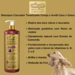 Shampoo Clareador Tonalizante Cereja e Avelã Dolce Pet Cães e Gatos - 500 Ml - Imagem 2