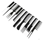 Kit 10 Pentes Profissional Cabeleireiro Pente Fino Garfo Salão Barbeiro para Corte
