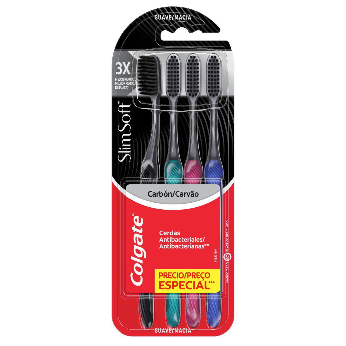 Kit Escova de Dente Colgate Slim Soft Black Carvão 4 unidade Kit Escova de Dente Colgate Slim Soft Black Carvão 4 unidades - Image 1