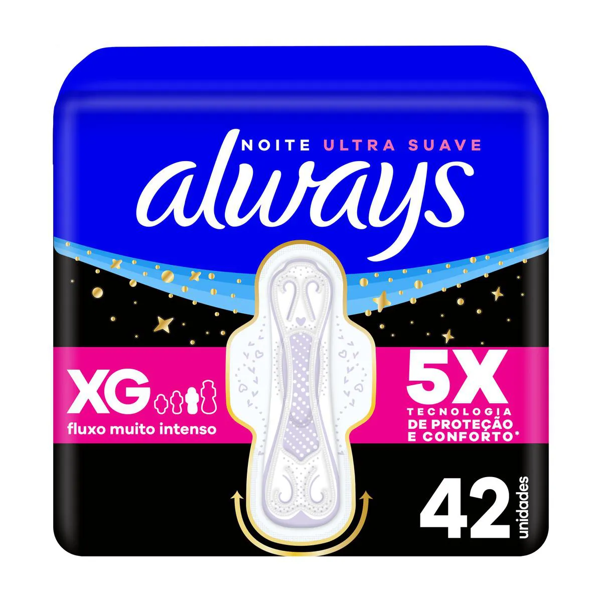 Absorvente Always Noite Ultra Suave com Abas 42 Unidades Absorvente Always Noite Ultra Suave com Abas 42 Unidades - Imagem 1