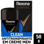 Desodorante Antitranspirante Stick Creme Rexona Men Clinical Clean Masculino 96h 58g - Imagem 2