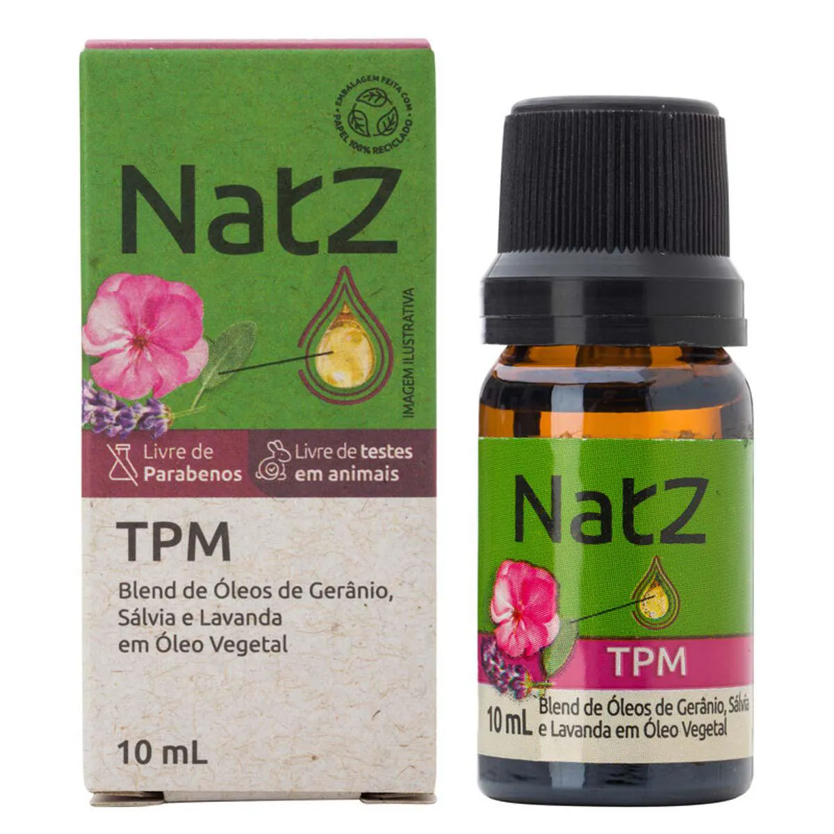 Óleo Essencial Natz TPM Gerânio, Sálvia e Lavanda 10ml Óleo Essencial Natz TPM Gerânio, Sálvia e Lavanda 10ml - Imagem 1