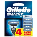 Refil para Barbear Gillette Mach3 com 4 unidades