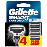 Refil para Aparelho de Barbear Gillette Mach3 Carbono 4 cargas