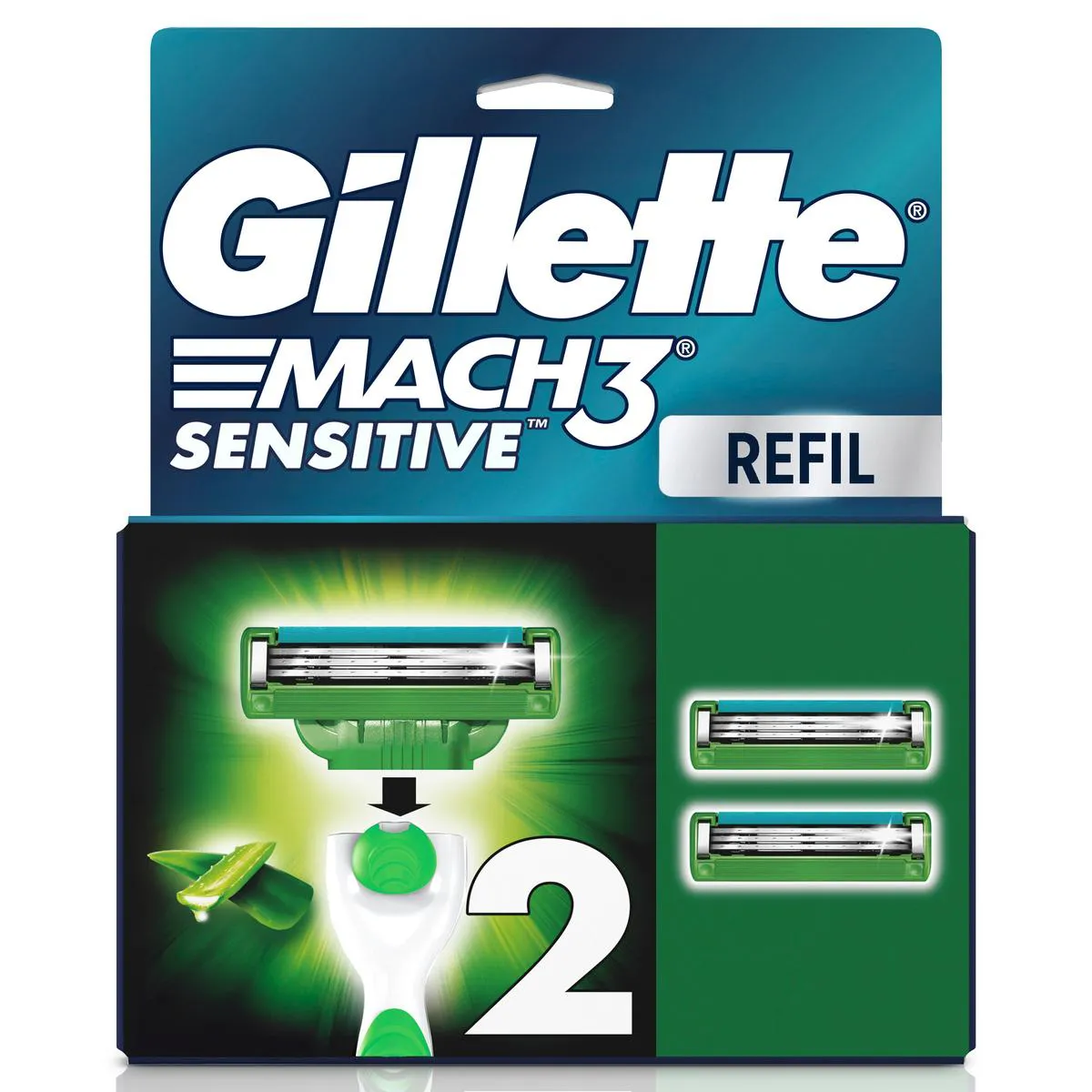 Carga para Aparelho de Barbear Gillette Mach3 Sensitive com Carga para Aparelho de Barbear Gillette Mach3 Sensitive com 2 unidades - Image 1