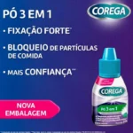Corega Pó Fixador de Dentadura 3 em 1 Menta 22g - Imagem 4