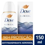 Desodorante Antitranspirante Aerosol Dove Clinical Original Clean Feminino 96h 150ml