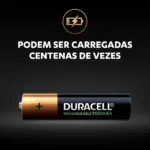 Pilha Alcalina Duracell Recarregável AAA com 4 unidades - Image 2