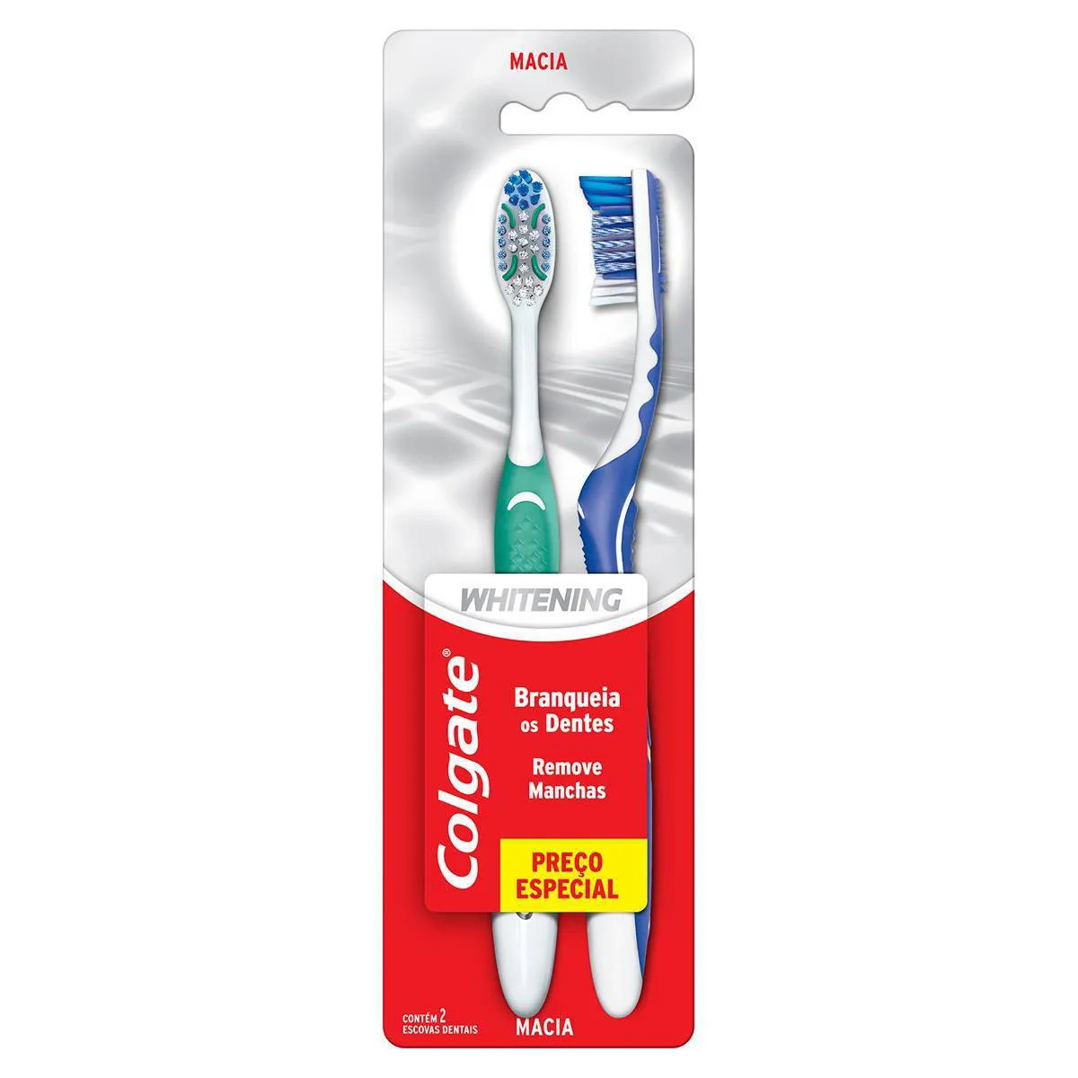 Escova de Dente Colgate Whitening Macia Cabeça Compacta com Escova de Dente Colgate Whitening Macia Cabeça Compacta com 2 Unidades - Imagem 1