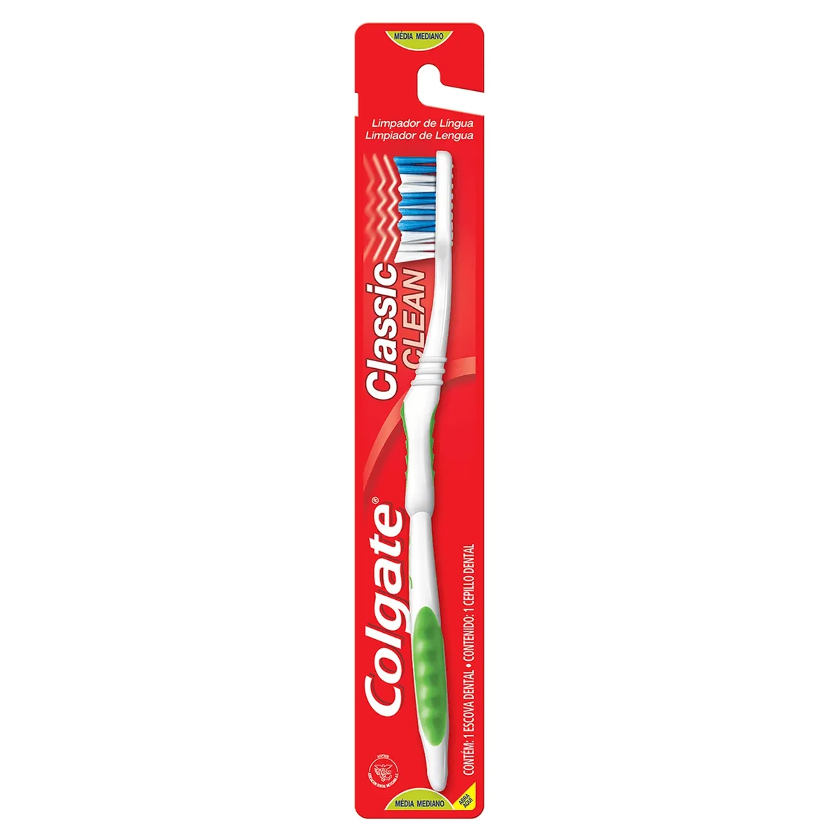 Escova de Dente Colgate Classic Clean Média com 1 unidade Escova de Dente Colgate Classic Clean Média com 1 unidade - Image 1