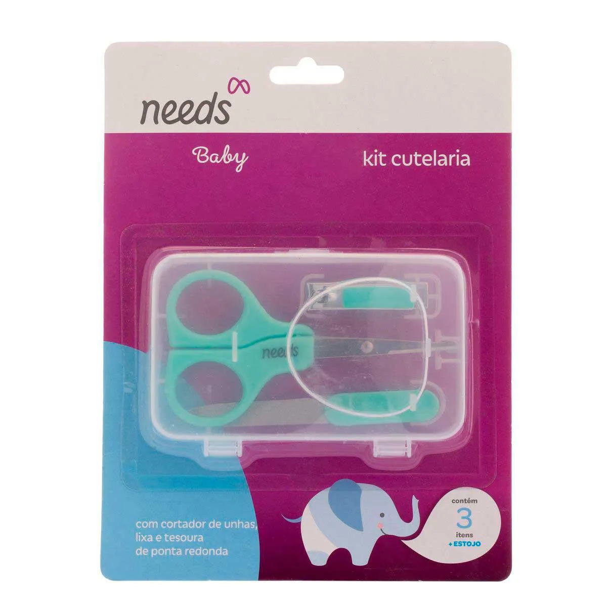 Kit Cutelaria Infantil Needs Baby 3 Itens + Estojo Kit Cutelaria Infantil Needs Baby 3 Itens + Estojo - Image 1