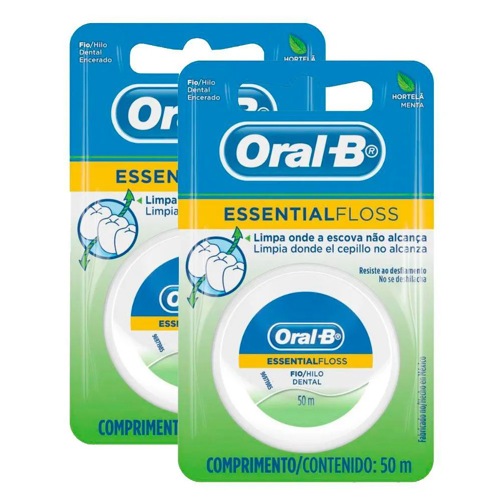Kit 2 Fio Dental Oral-b Essential Floss Encerado Menta 50m Kit 2 Fio Dental Oral-b Essential Floss Encerado Menta 50m - Image 1