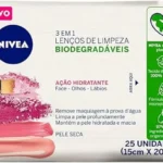 Lenço Demaquilante Nivea 3 em 1 Ação Hidratante 25 unidades